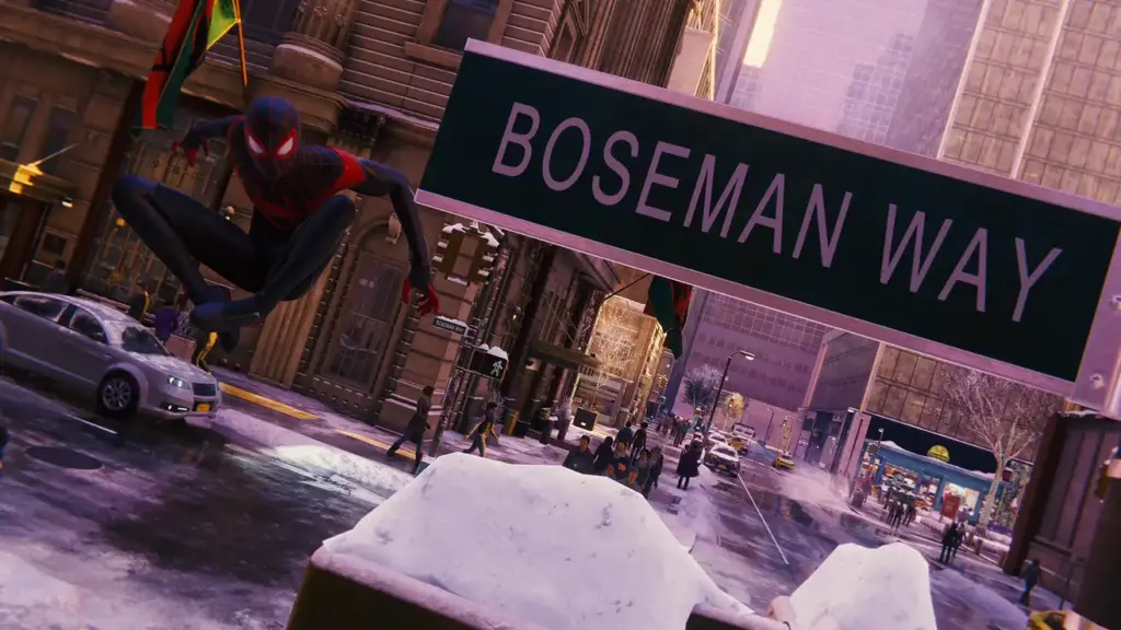 Marvels-Spider-Man-2-Boseman-Way MARVEL’S SPIDER-MAN 2 | Jogo homenageia Chadwick Boseman, o eterno Pantera Negra