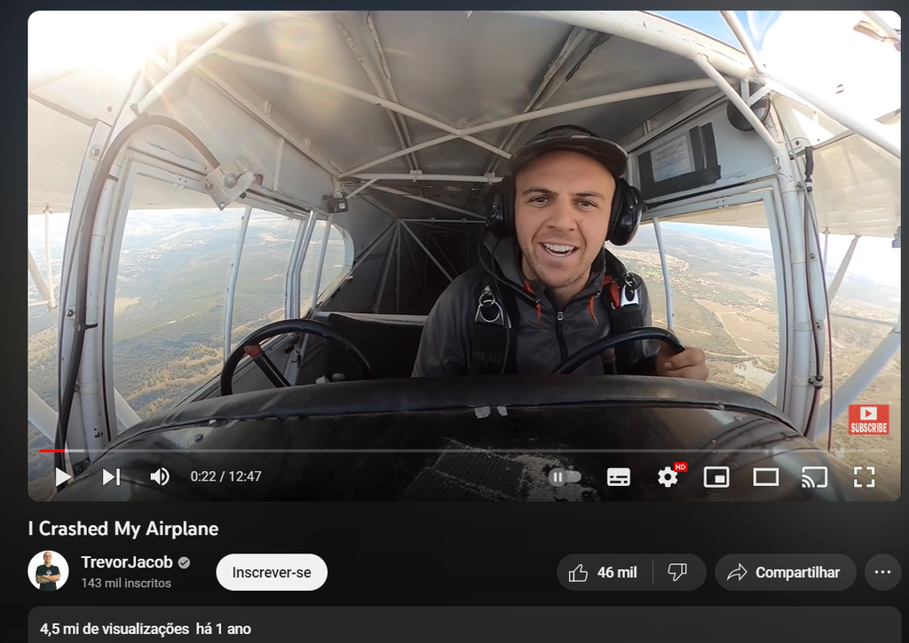 i832543 Youtuber que acabou derrubando um avião de propósito pega 6 meses de prisão nos Estados Unidos