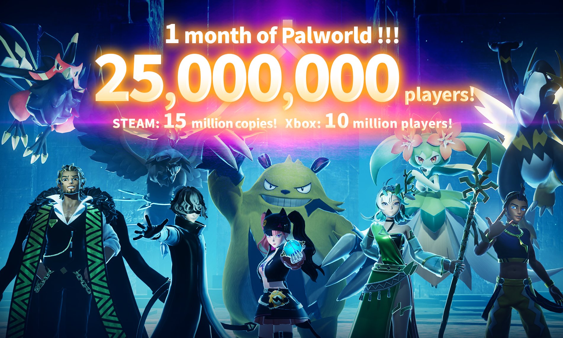 Palword-25-milhoes-de-jogadores Palworld atinge 25 milhões de jogadores